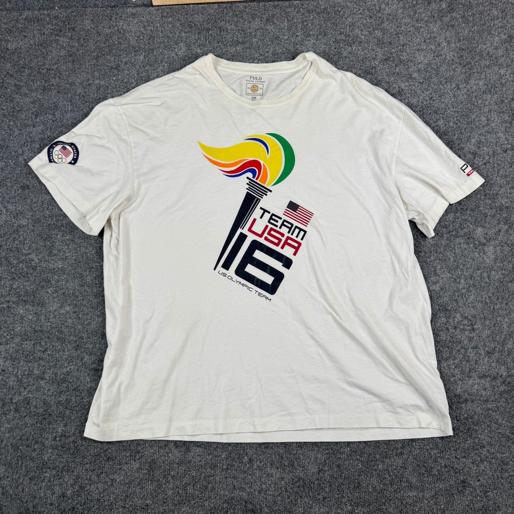 Polo Ralph Lauren T-Shirt Mens Size 2XB White Team USA 2016 Olympics Graphic Tee